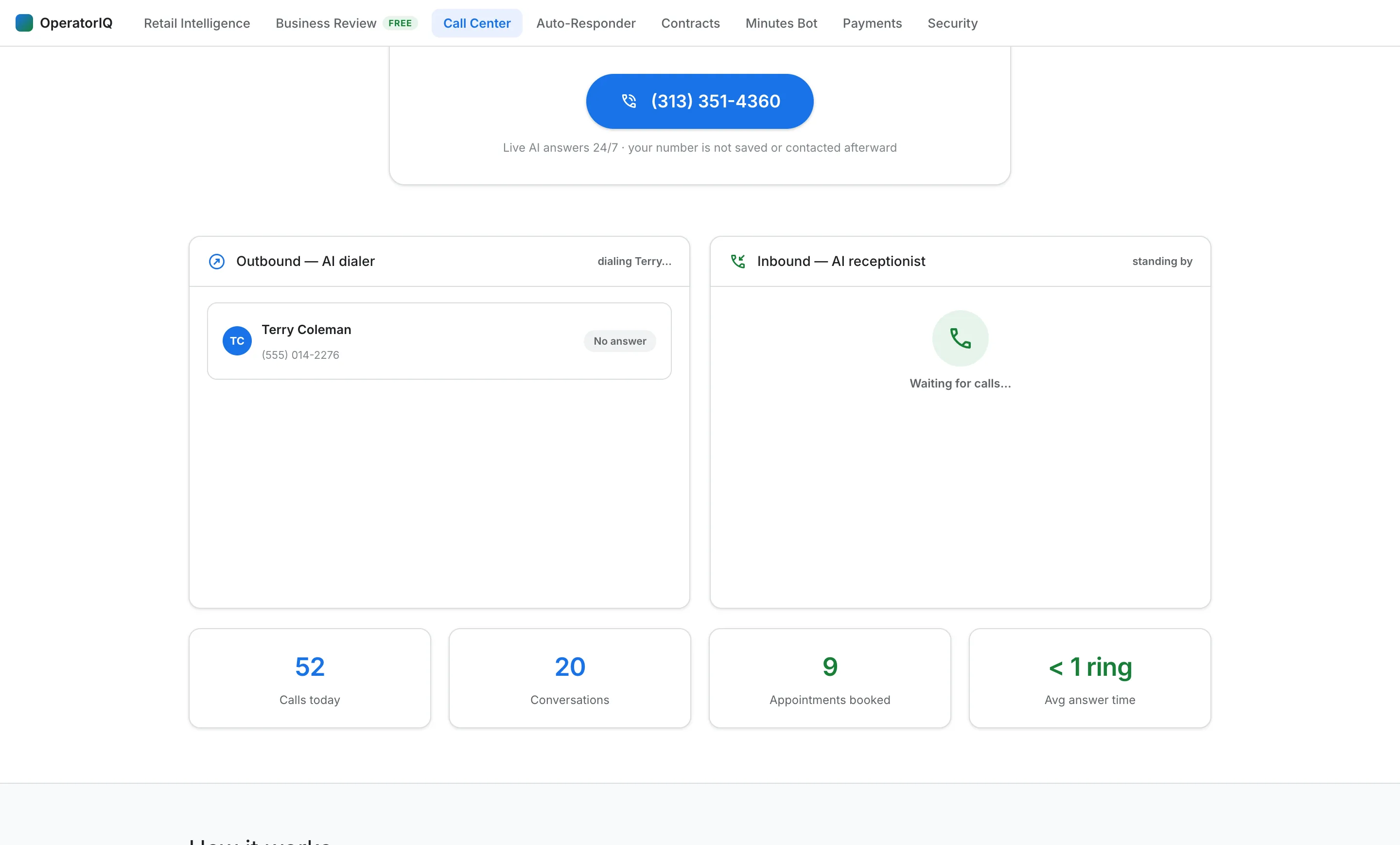 AI Call Center live board